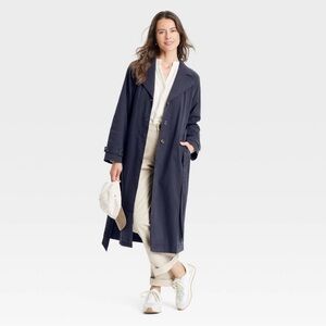 Women's Trench Coat - Universal Thread Navy Blue L